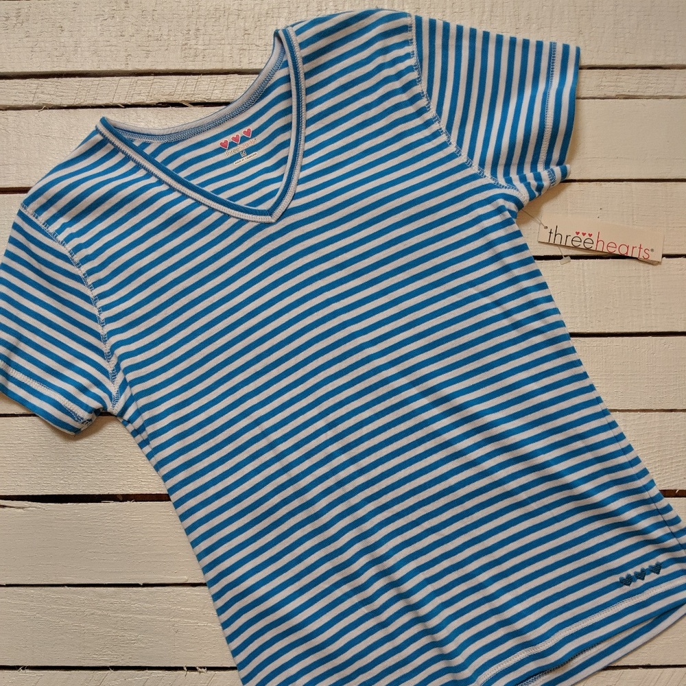 NEW Three Hearts Striped Shirt (size M)